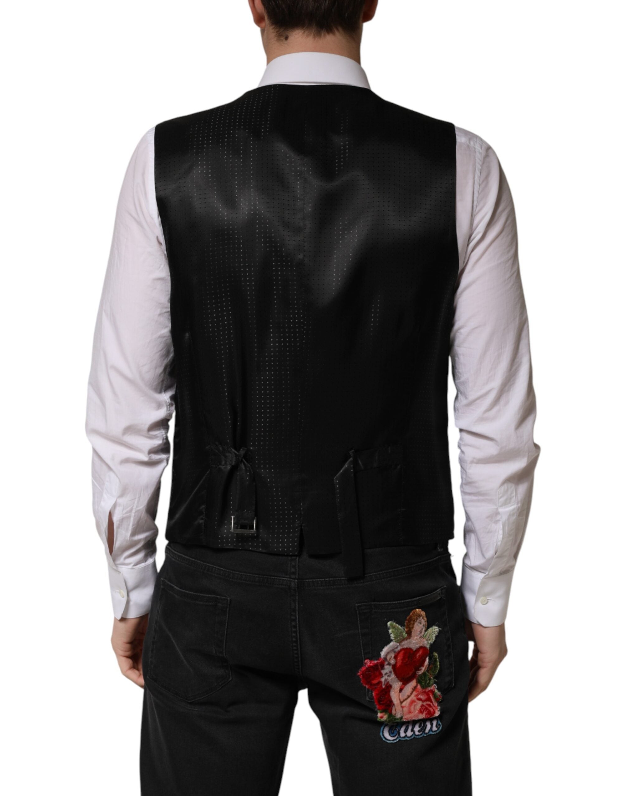 Dolce & Gabbana Schwarze Wollweste für Herren - Formeller Schnitt