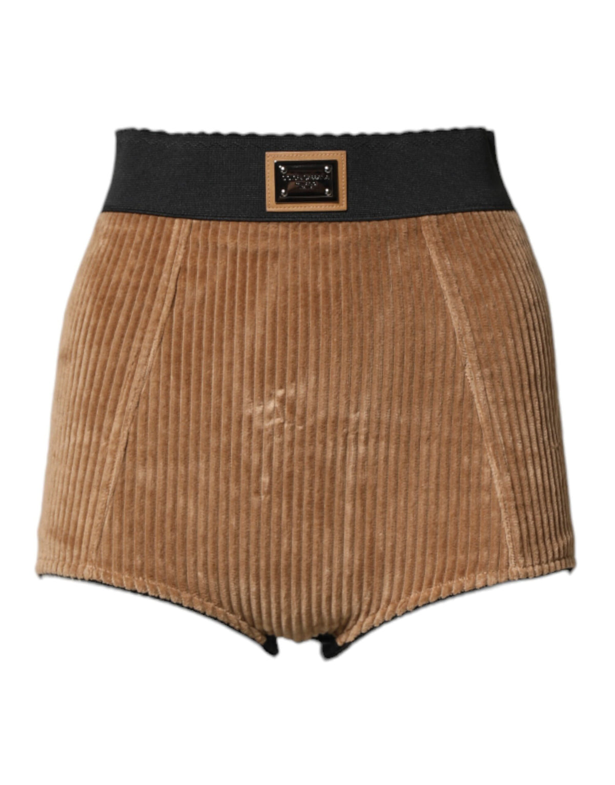 Dolce & Gabbana Braune Baumwoll-Hotpants mit hoher Taille