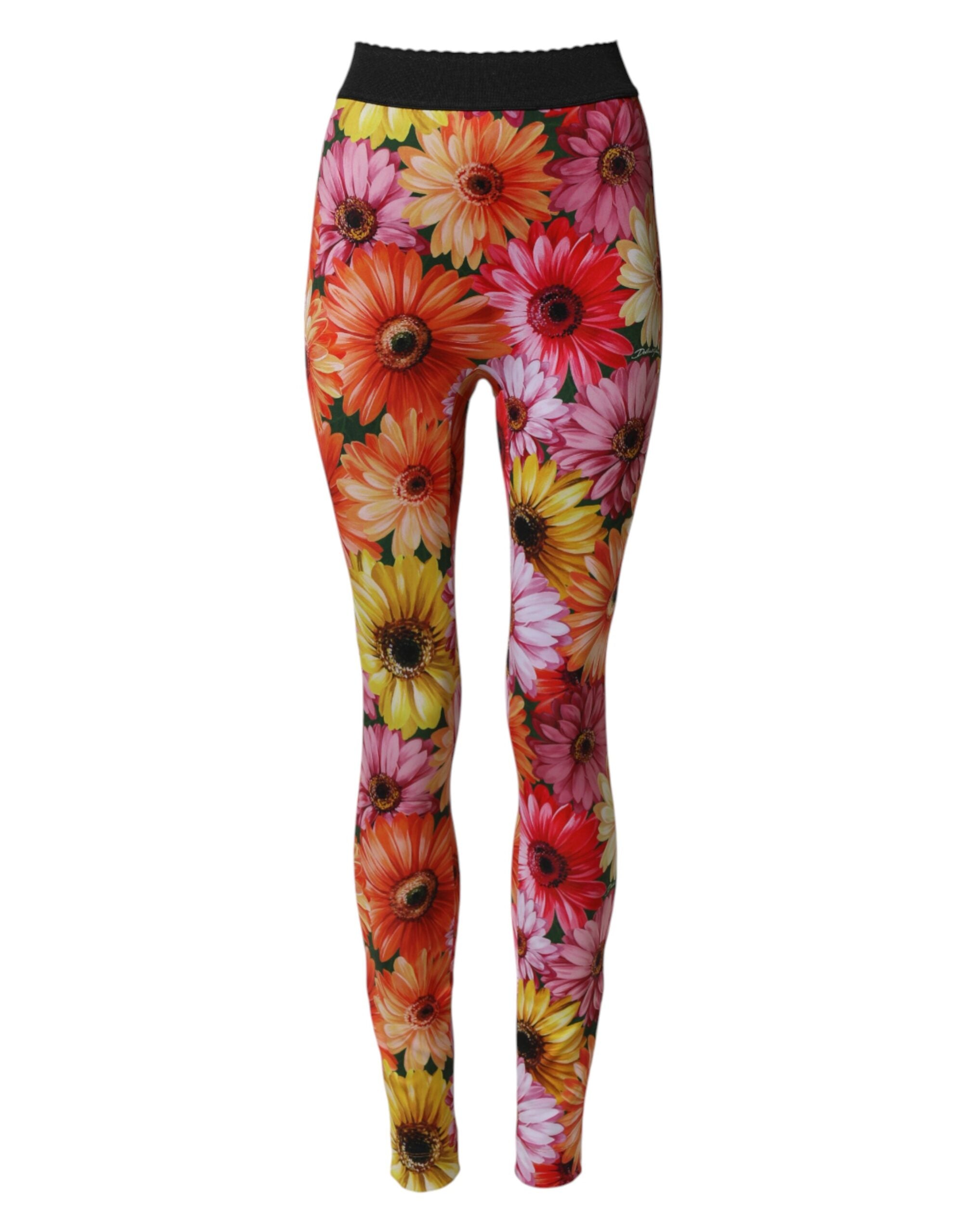 Dolce & Gabbana Multicolor Floral Leggings Stretch Waist Pants