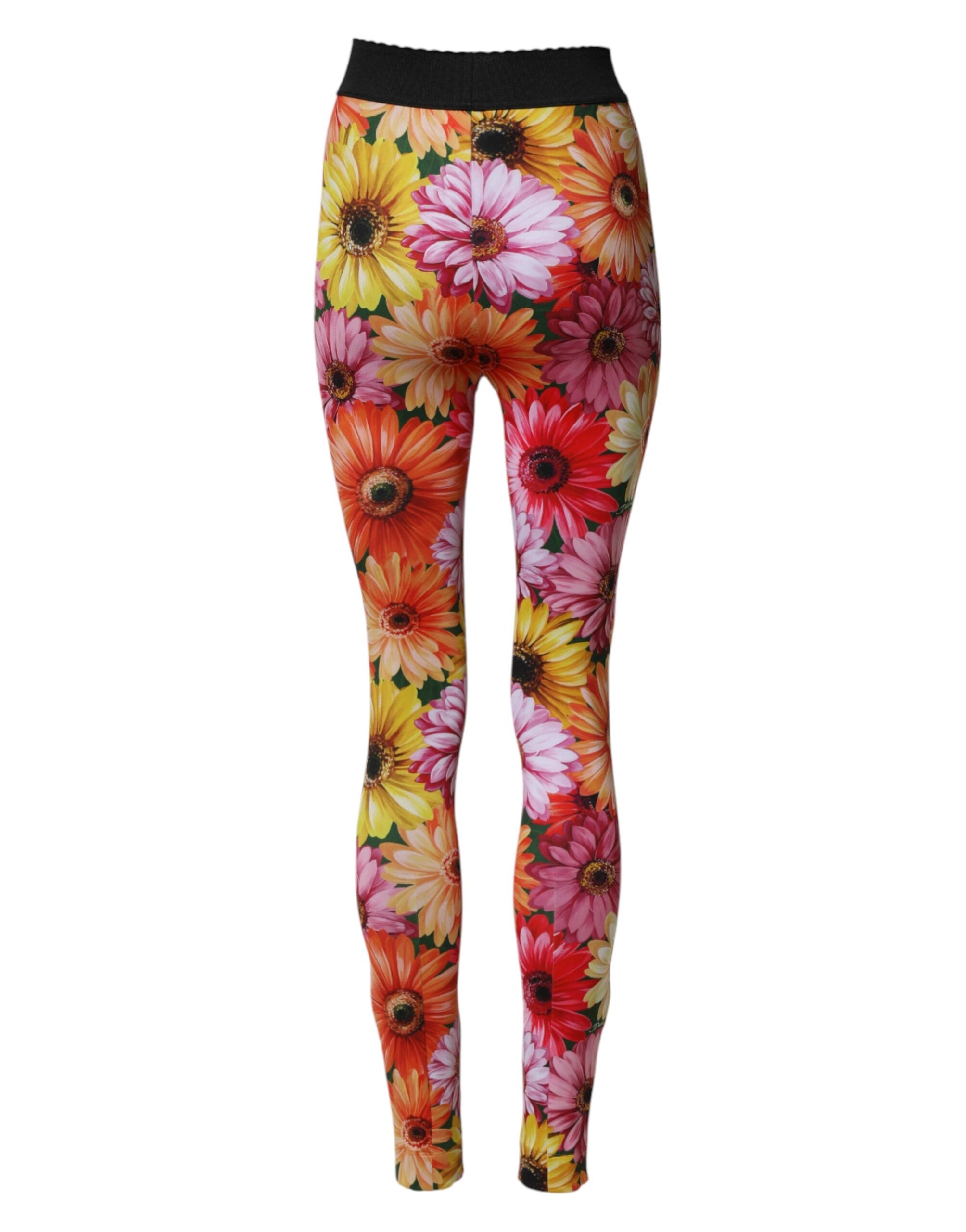Dolce & Gabbana Multicolor Floral Leggings Stretch Waist Pants