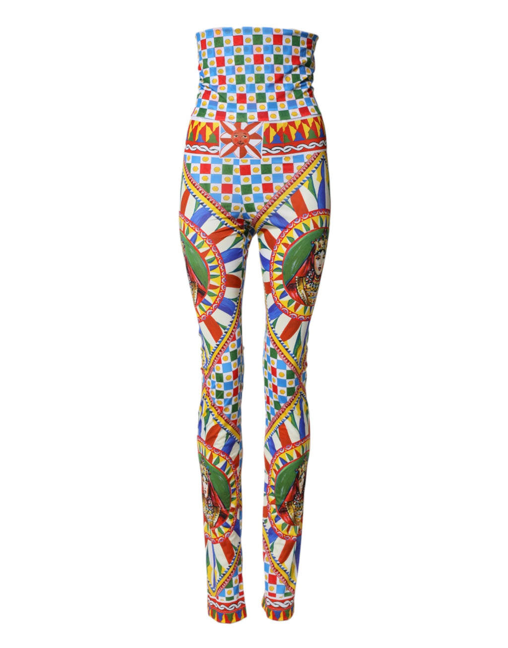 Dolce & Gabbana Mehrfarbige Carretto Leggings mit hohem Bund