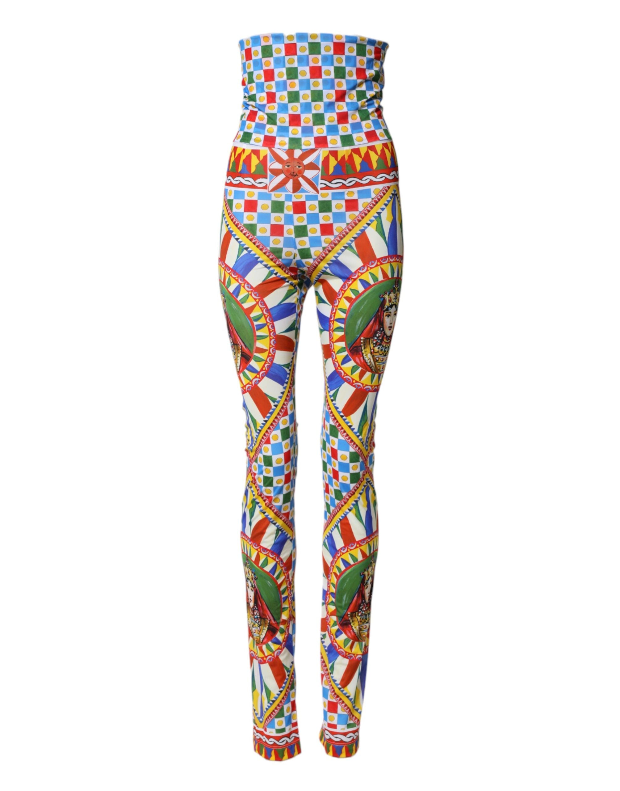 Dolce & Gabbana Mehrfarbige Carretto Leggings mit hohem Bund