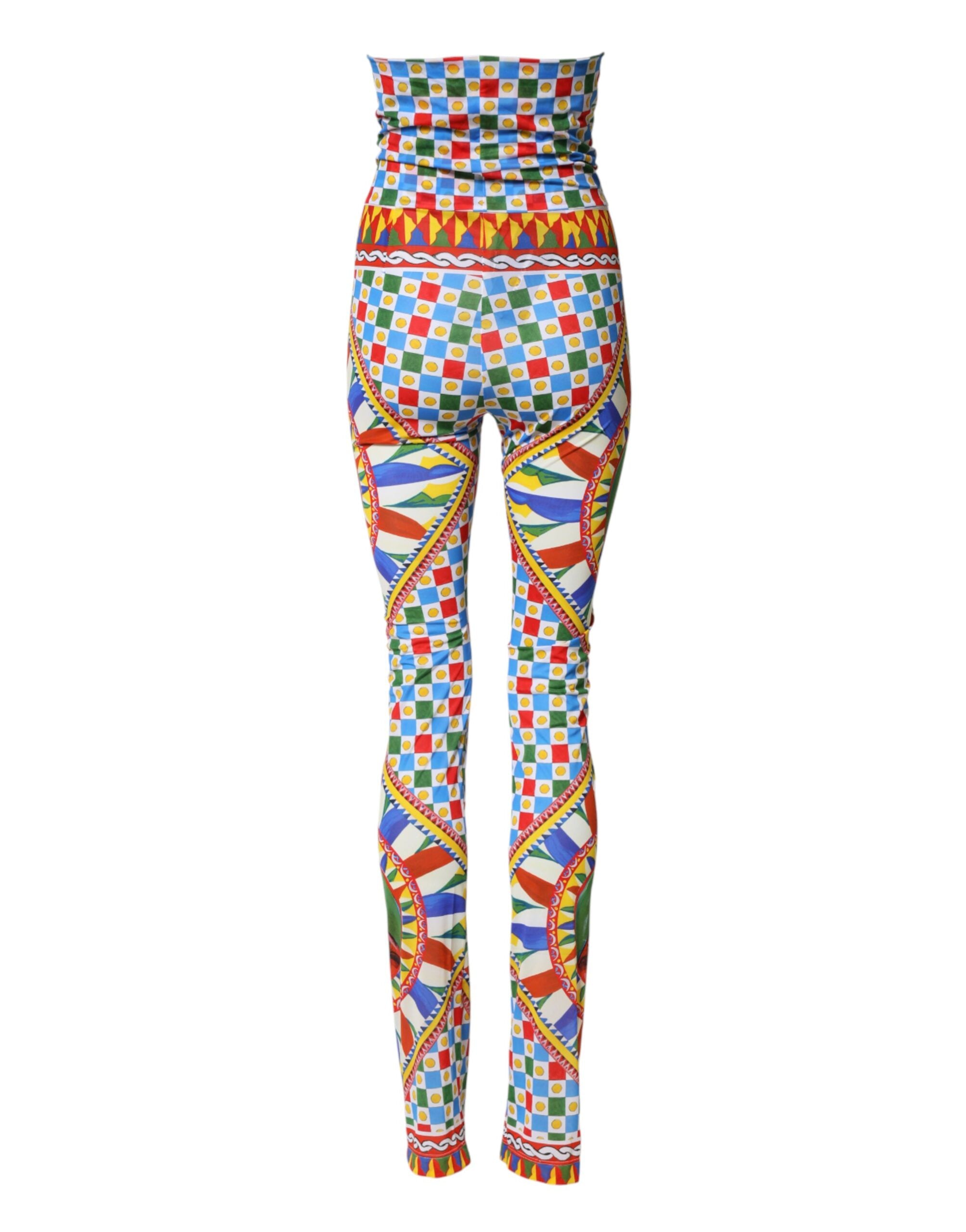 Dolce & Gabbana Mehrfarbige Carretto Leggings mit hohem Bund
