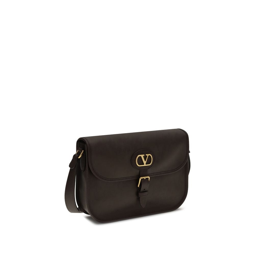 Valentino Garavani Braune Kalbsleder Bos Taurus Schultertasche