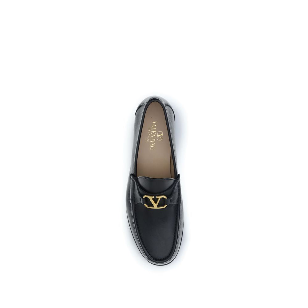 Valentino Garavani Schwarze Bos Taurus Kalbsleder Loafer zum Schlüpfen