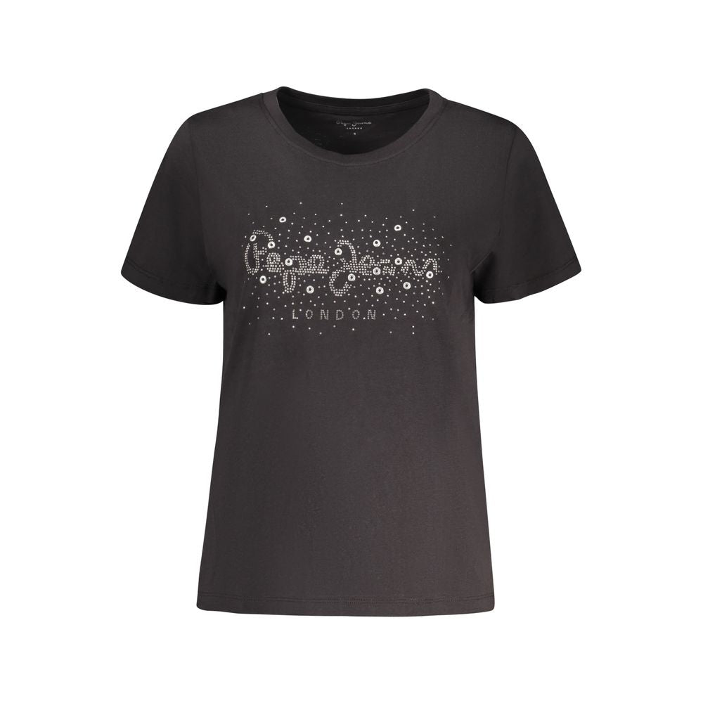 Pepe Jeans Schwarzes Baumwoll-T-Shirt für Damen