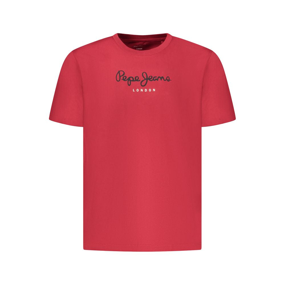 Pepe Jeans Rotes Baumwoll-T-Shirt für Herren