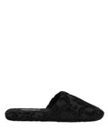 Dolce & Gabbana Schwarze Slipper-Flats mit Logo-Stickerei