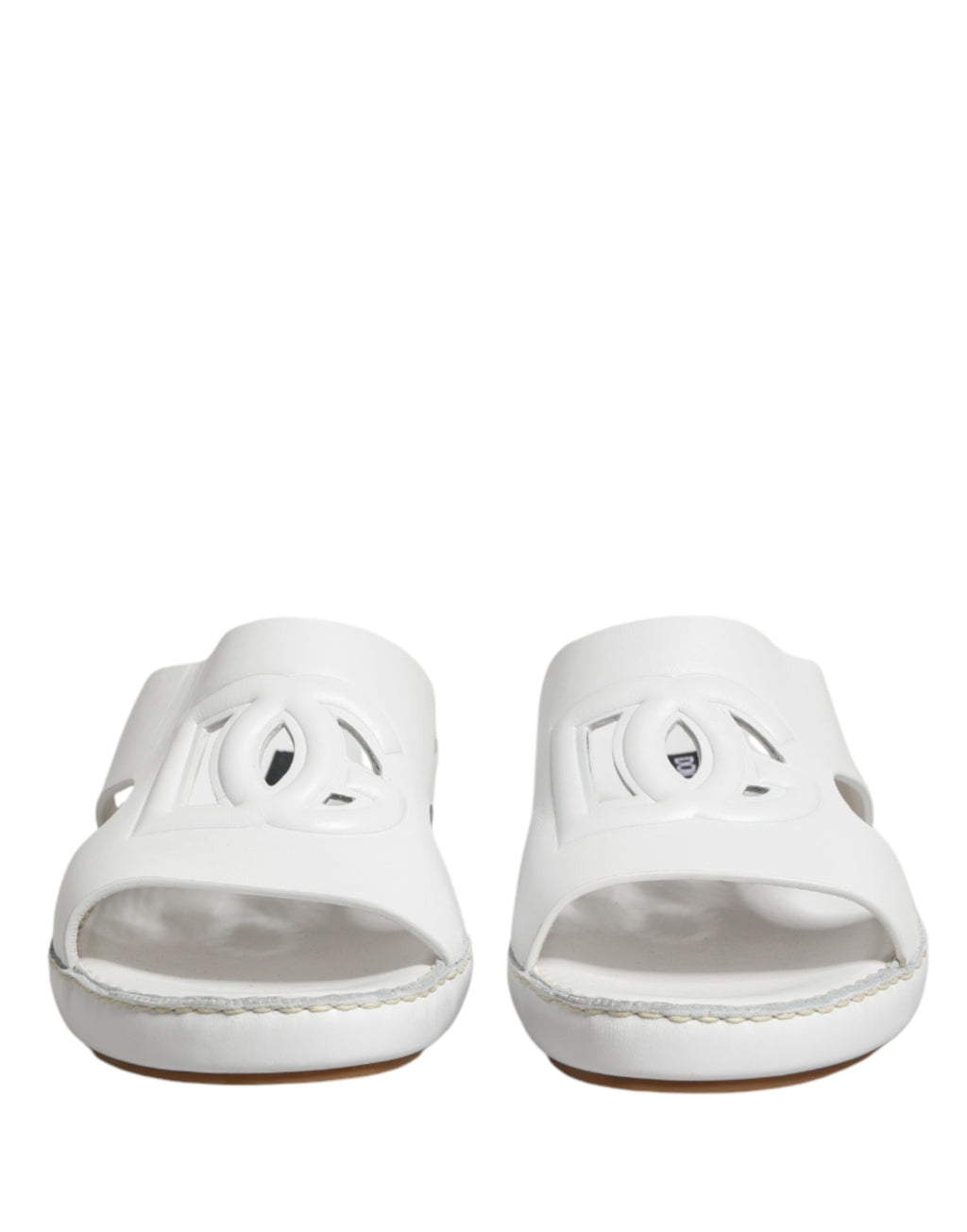 Dolce & Gabbana White DG Cutout Slides Slippers Ballerinas