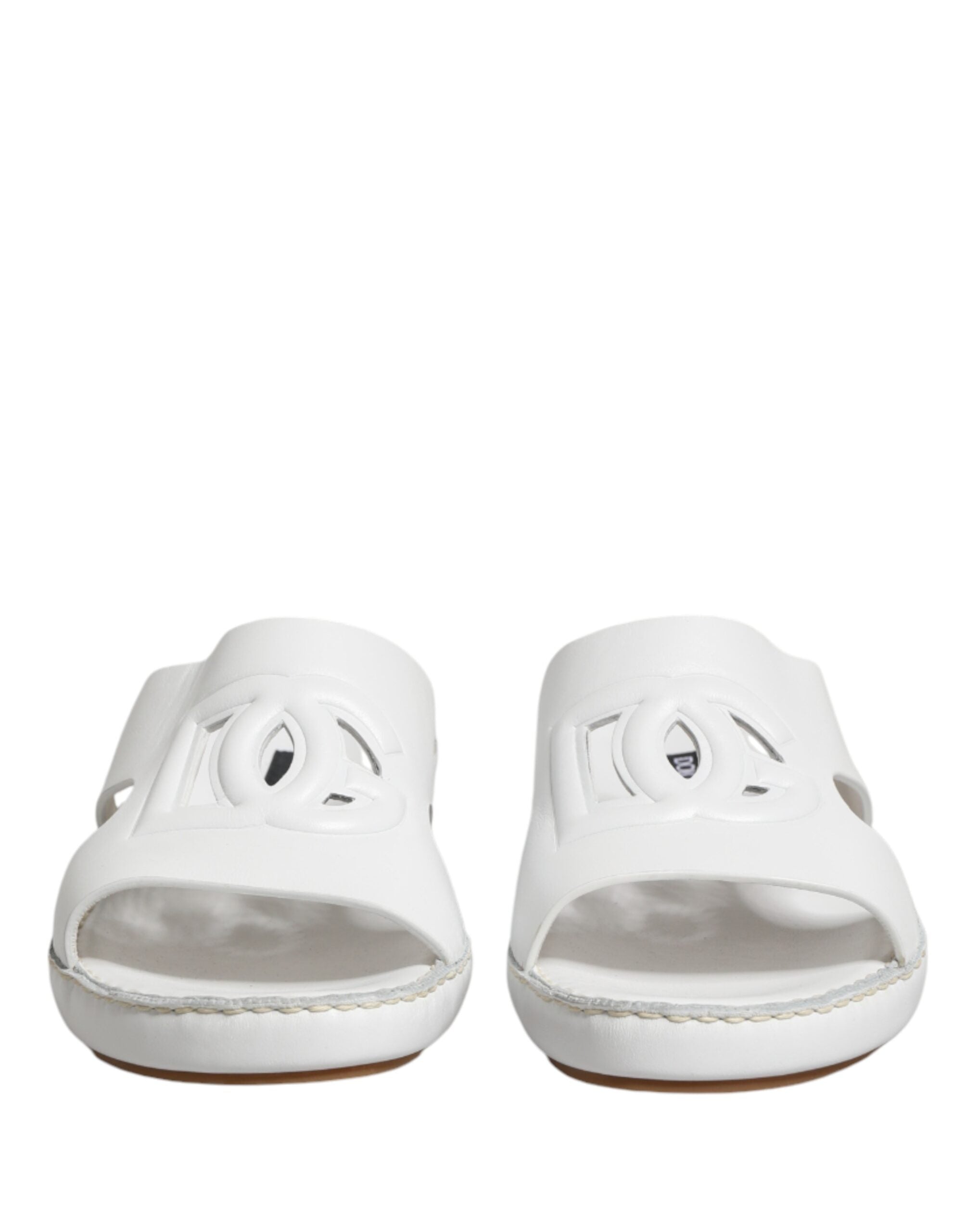 Dolce & Gabbana White DG Cutout Slides Slippers Ballerinas