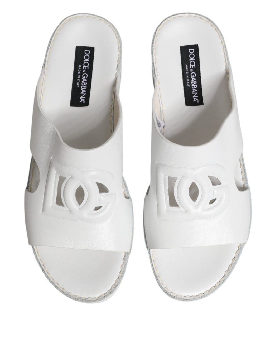Dolce & Gabbana White DG Cutout Slides Slippers Ballerinas