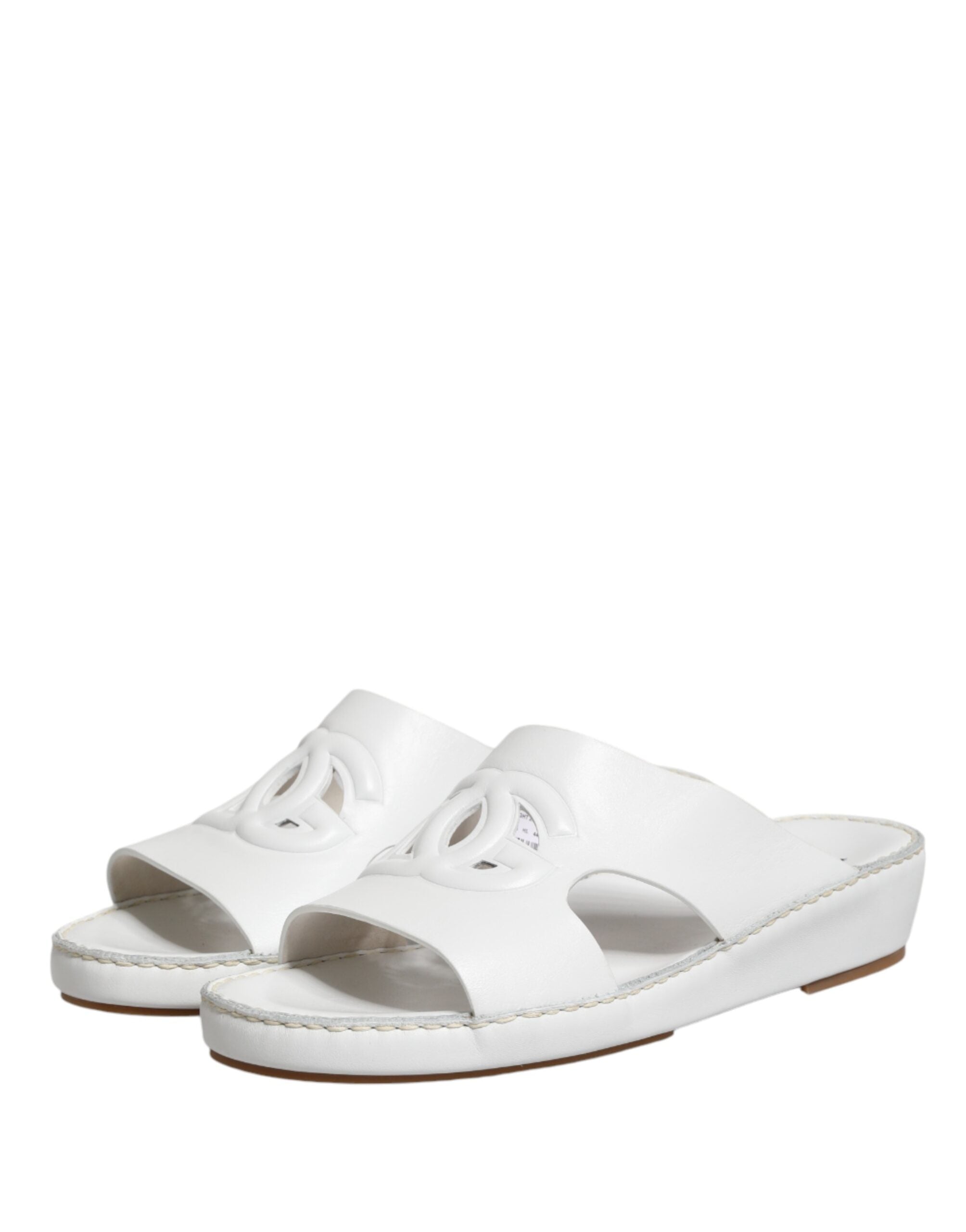 Dolce & Gabbana White DG Cutout Slides Slippers Ballerinas