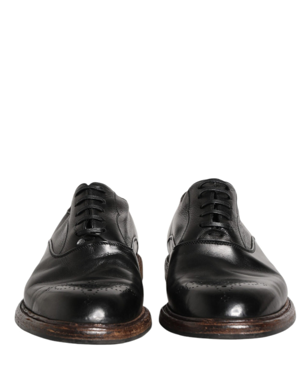 Dolce & Gabbana Black Calfskin Oxford Lace-Up Shoes