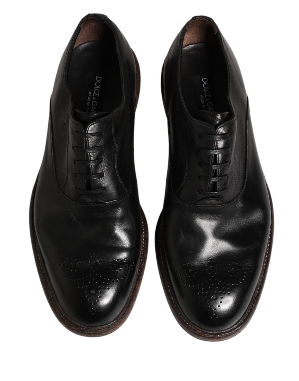 Dolce & Gabbana Black Calfskin Oxford Lace-Up Shoes