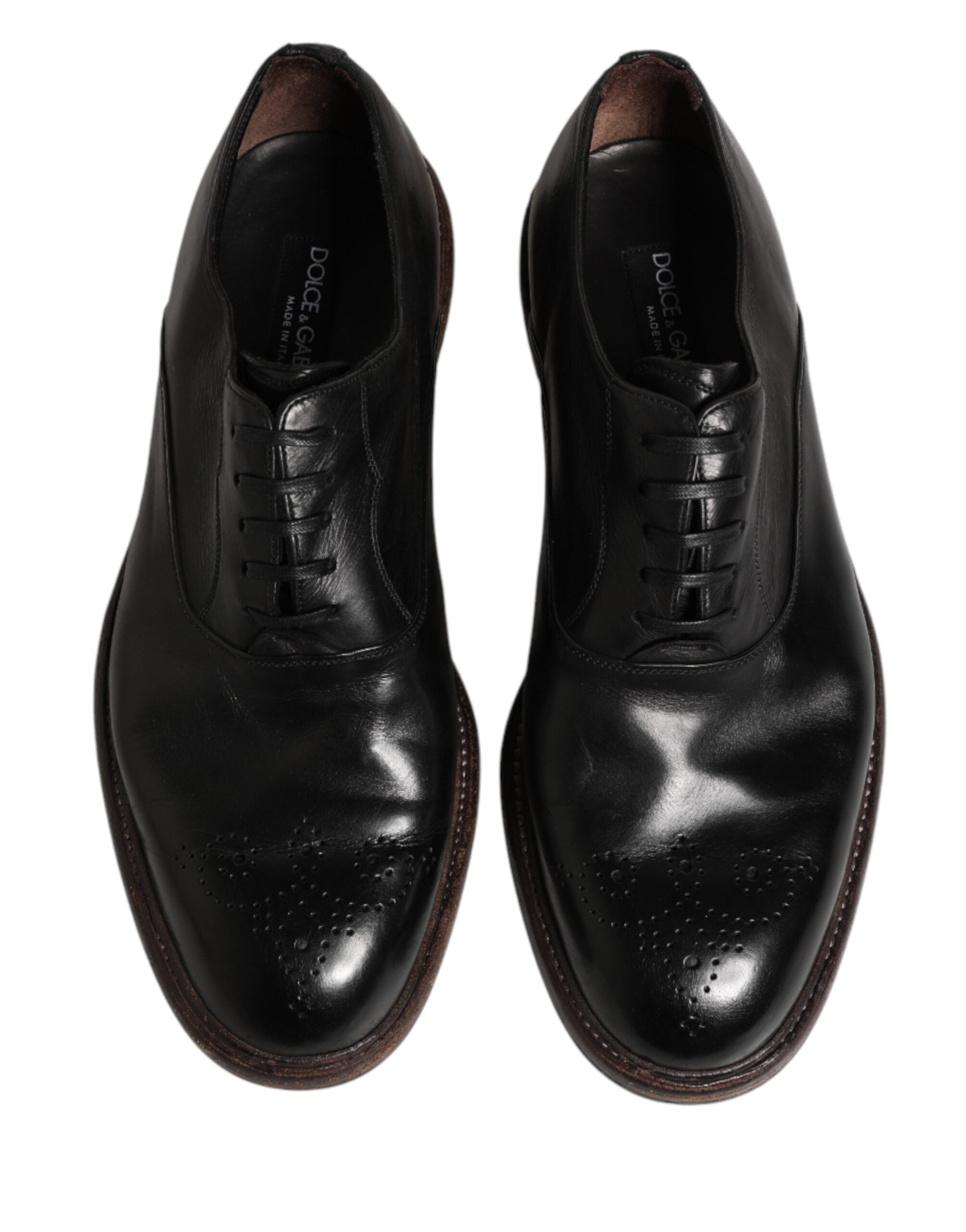 Dolce & Gabbana Black Calfskin Oxford Lace-Up Shoes