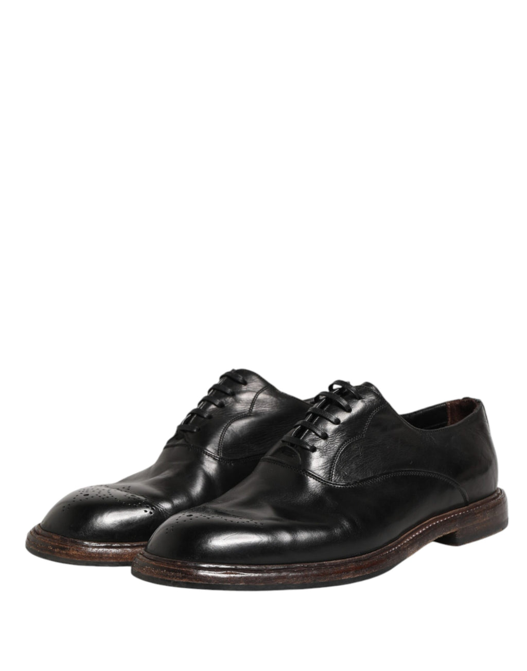 Dolce & Gabbana Black Calfskin Oxford Lace-Up Shoes