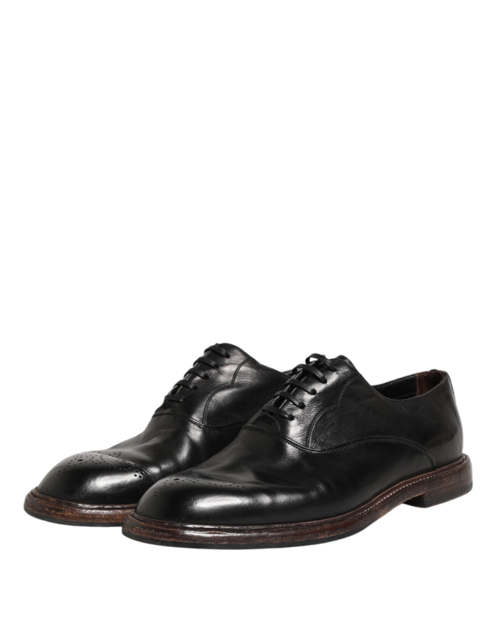 Dolce & Gabbana Black Calfskin Oxford Lace-Up Shoes