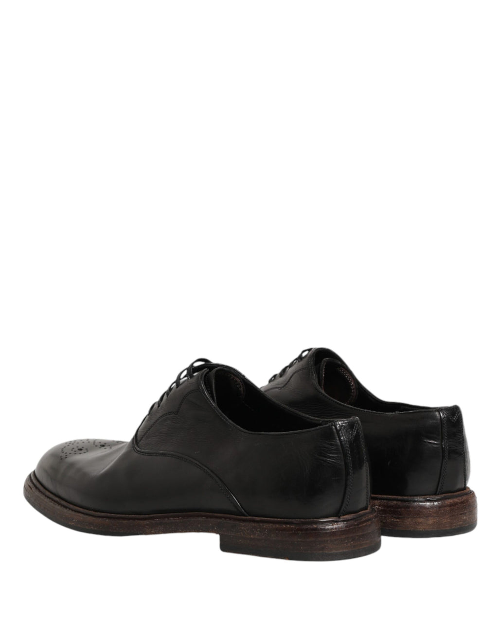 Dolce & Gabbana Black Calfskin Oxford Lace-Up Shoes