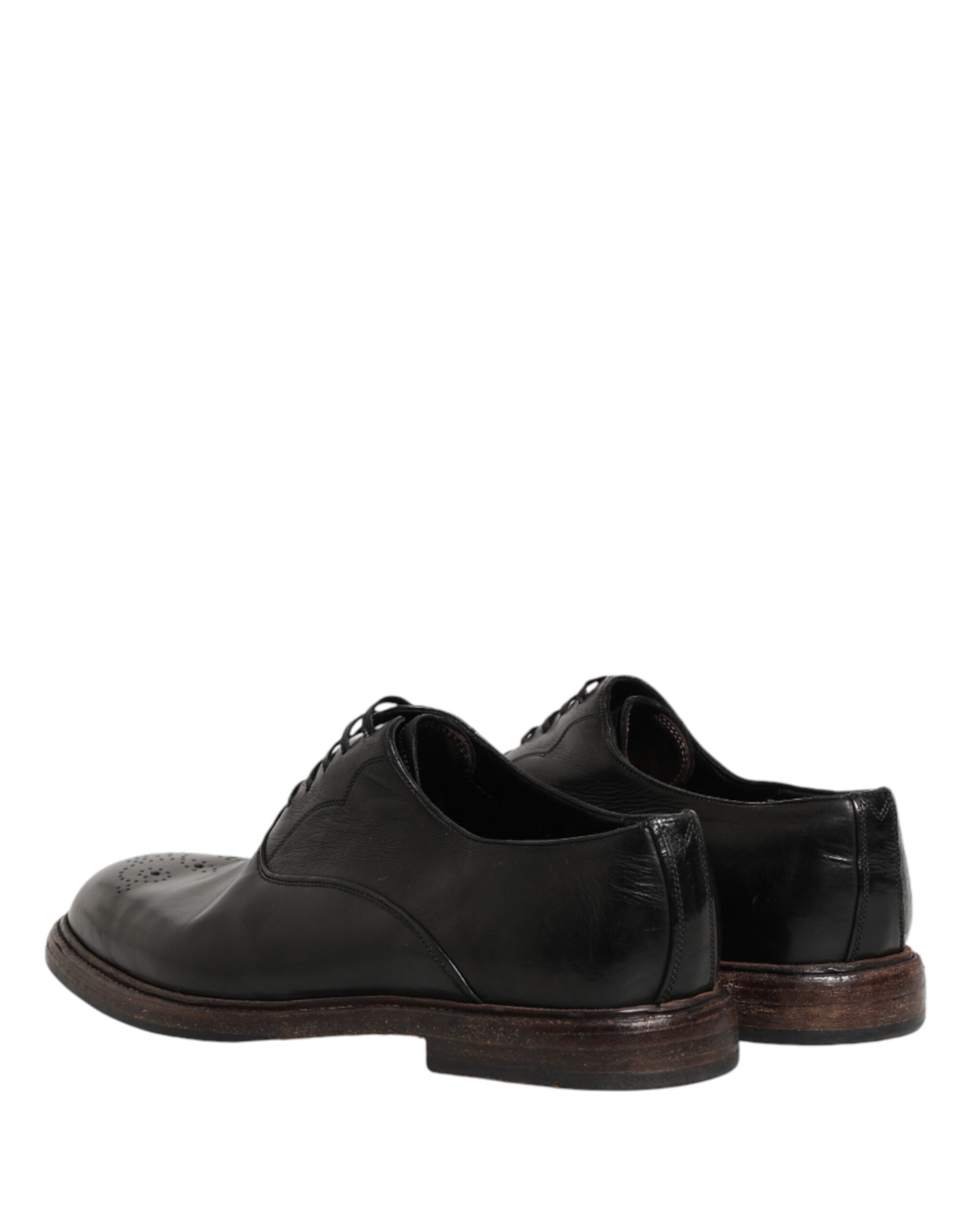 Dolce & Gabbana Black Calfskin Oxford Lace-Up Shoes