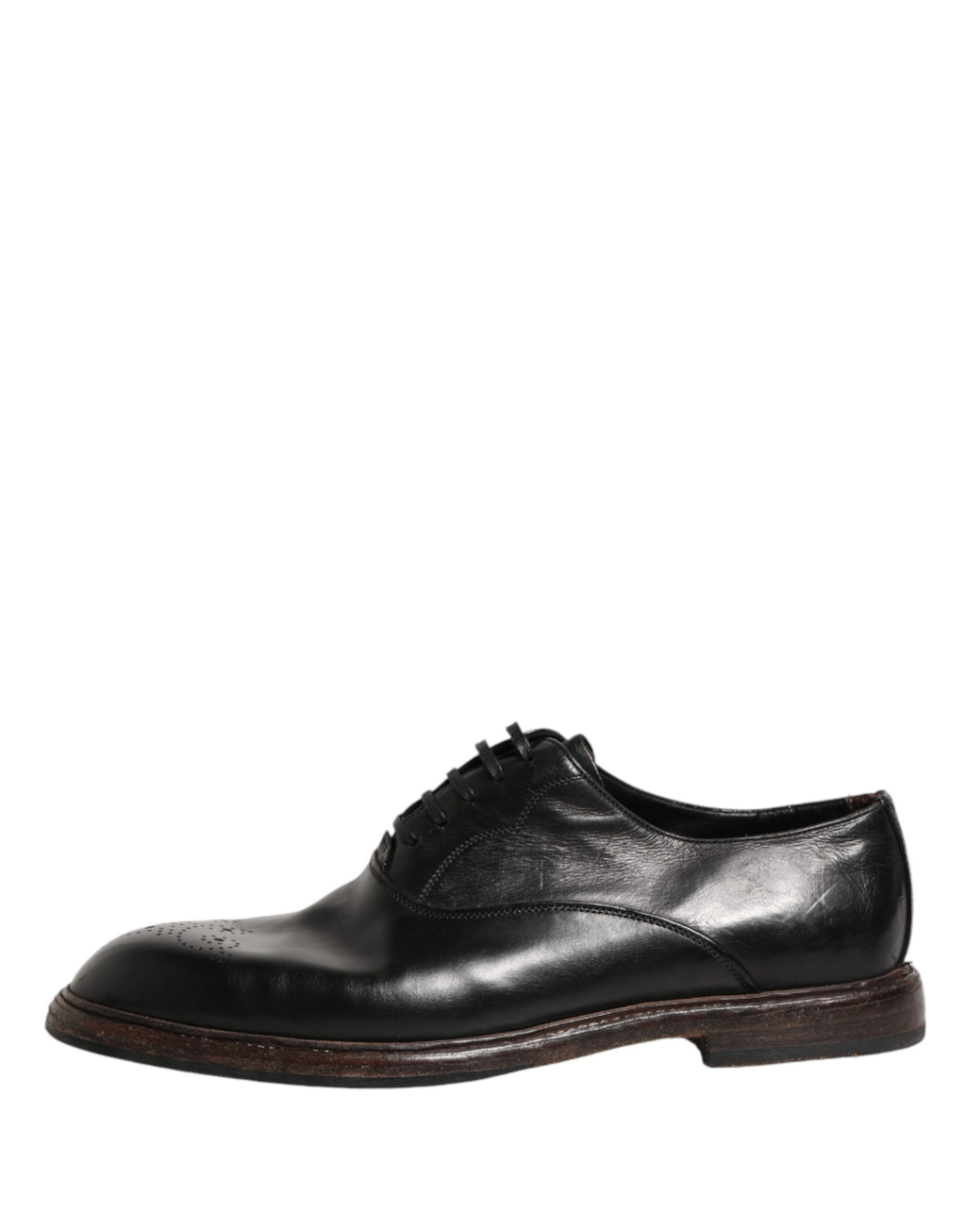 Dolce & Gabbana Black Calfskin Oxford Lace-Up Shoes