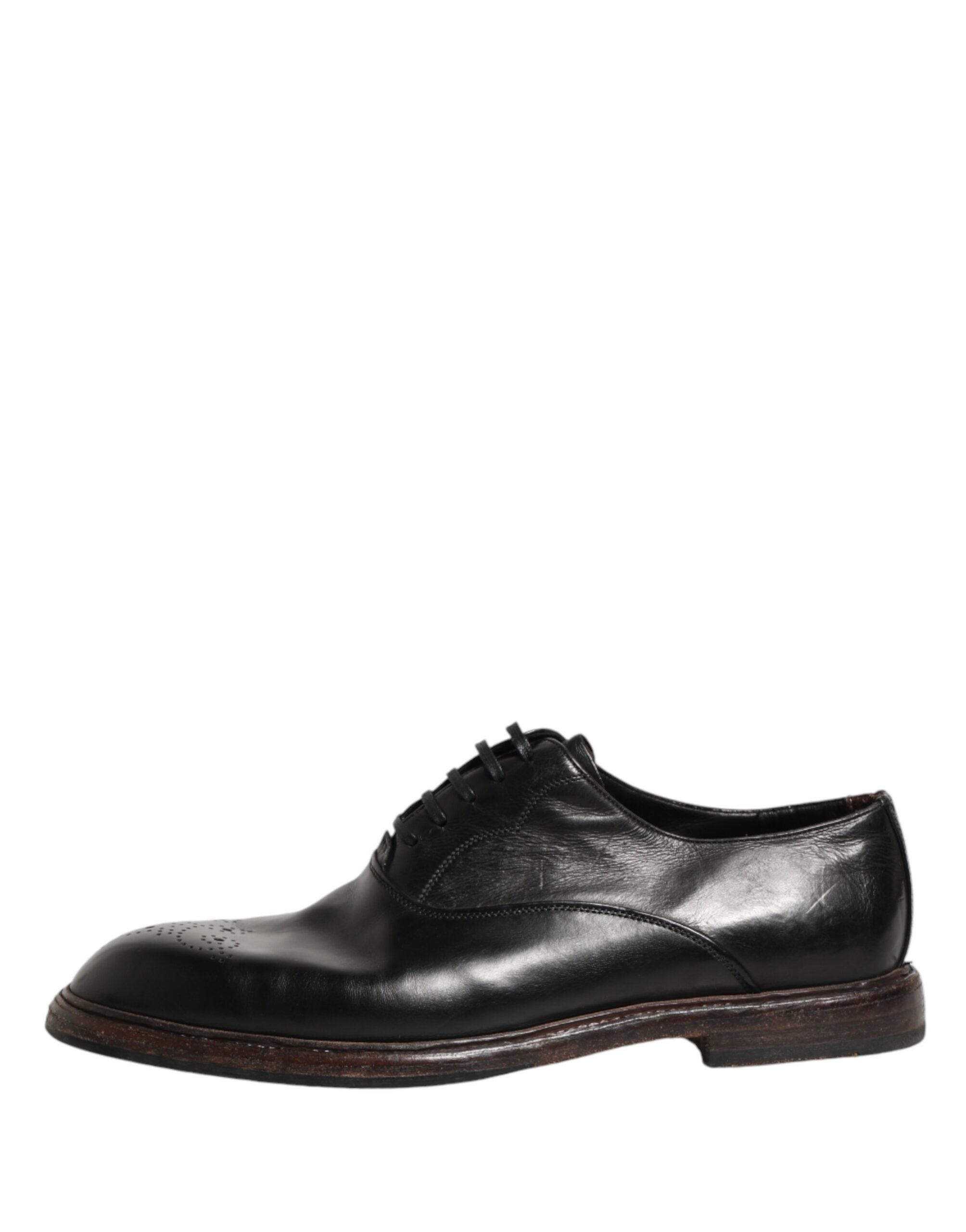 Dolce & Gabbana Black Calfskin Oxford Lace-Up Shoes