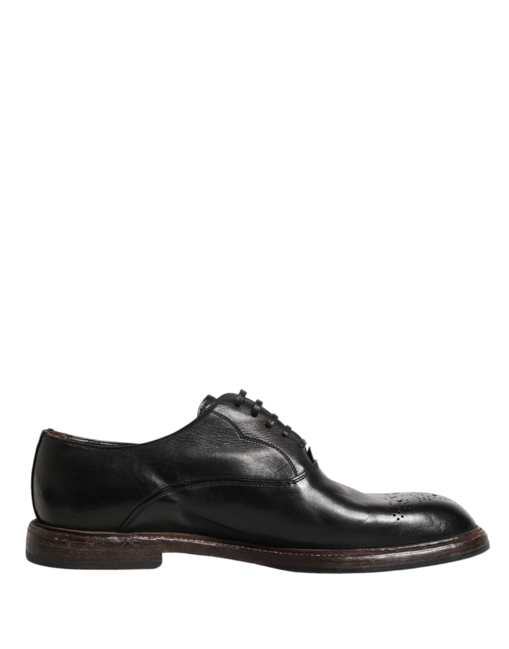 Dolce & Gabbana Black Calfskin Oxford Lace-Up Shoes