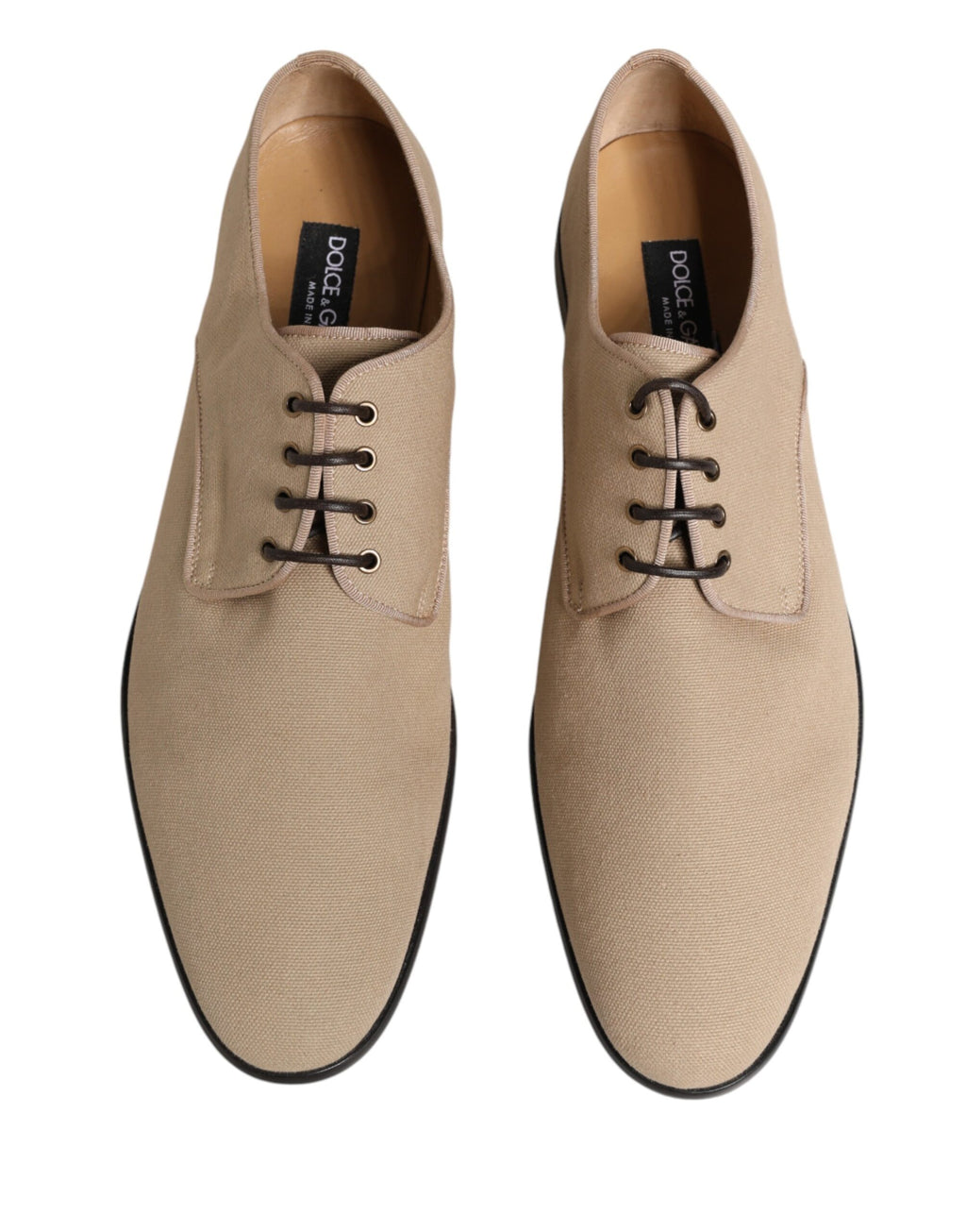 Dolce & Gabbana Beige Canvas Derby Schnürschuhe für Herren