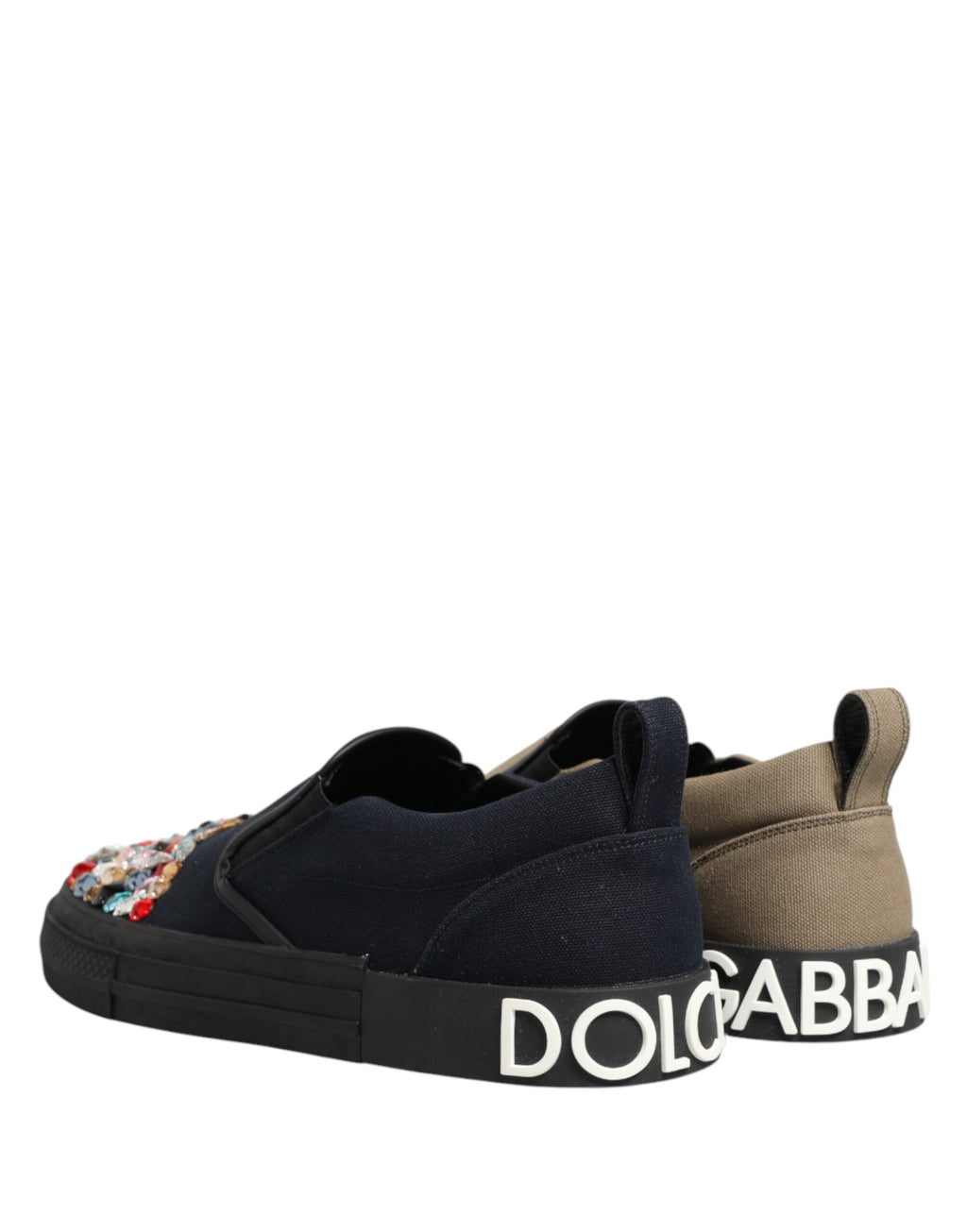 Dolce & Gabbana Blaue Canvas Sneaker mit Verzierungen zum Schlüpfen für Herren