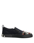 Dolce & Gabbana Blaue Canvas Sneaker mit Verzierungen zum Schlüpfen für Herren