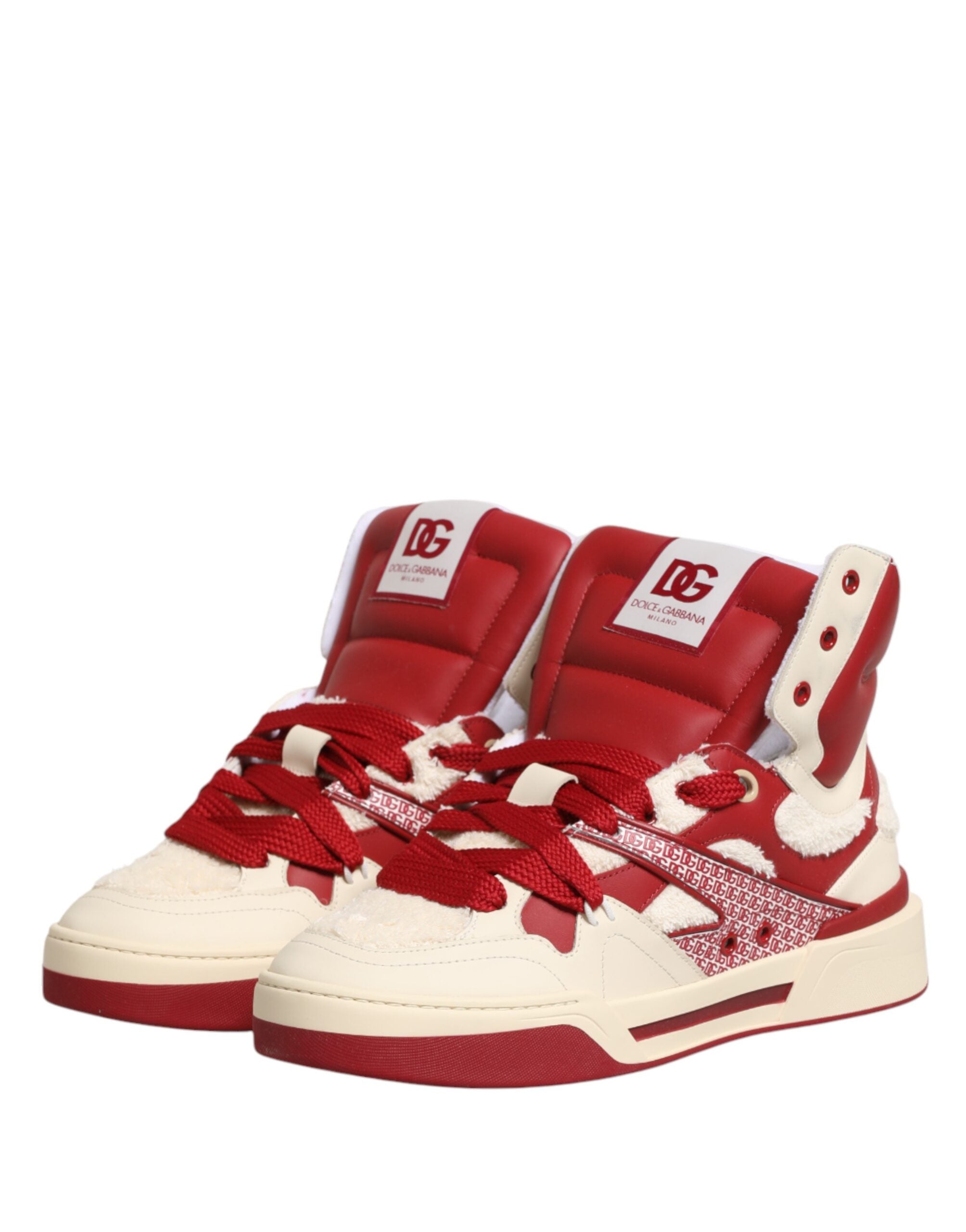 Dolce & Gabbana Weiße und rote Custom 2.Zero High-Top-Sneaker für Herren