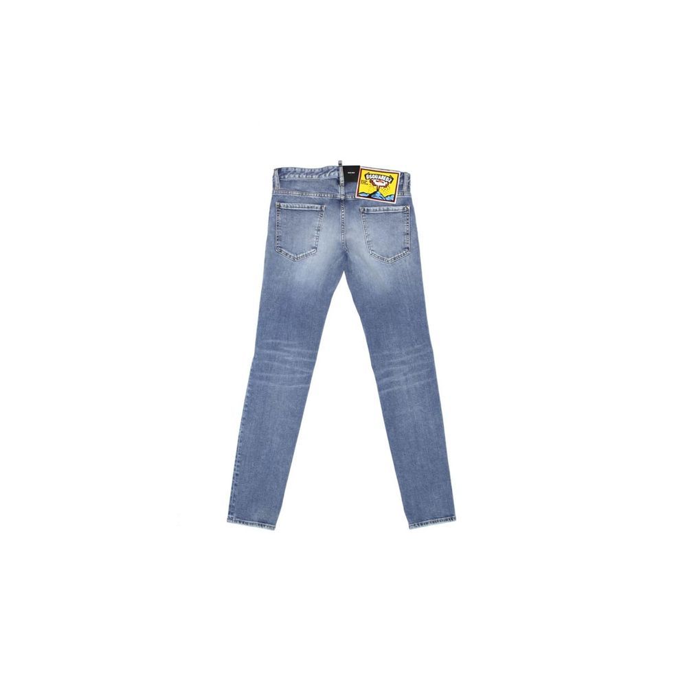Dsquared² Straight-Cut Blue Cotton Jeans