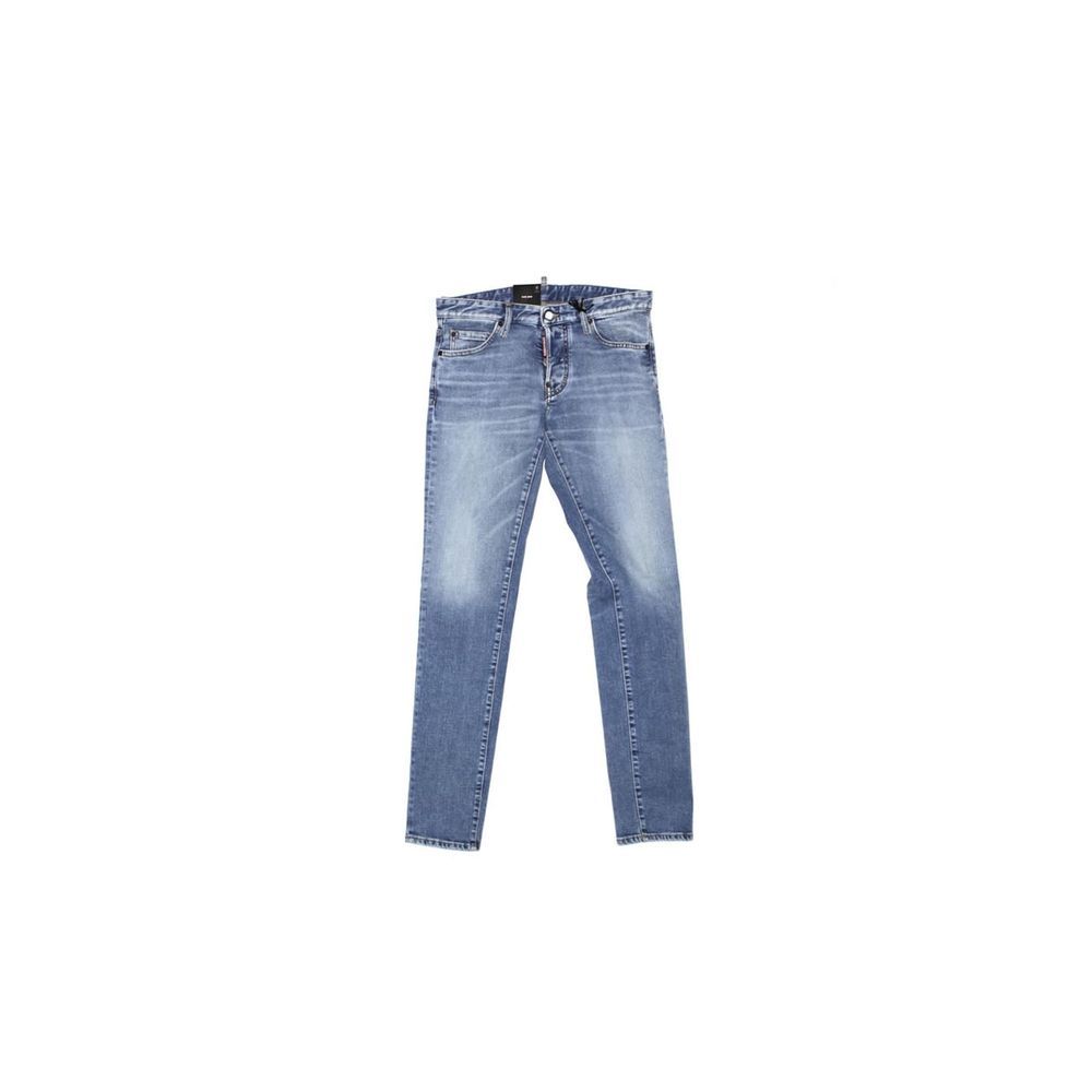 Dsquared² Straight-Cut Blue Cotton Jeans