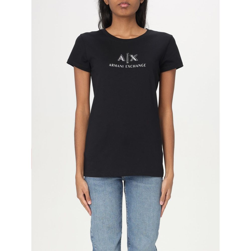 Armani Exchange Schwarzes Baumwoll-T-Shirt