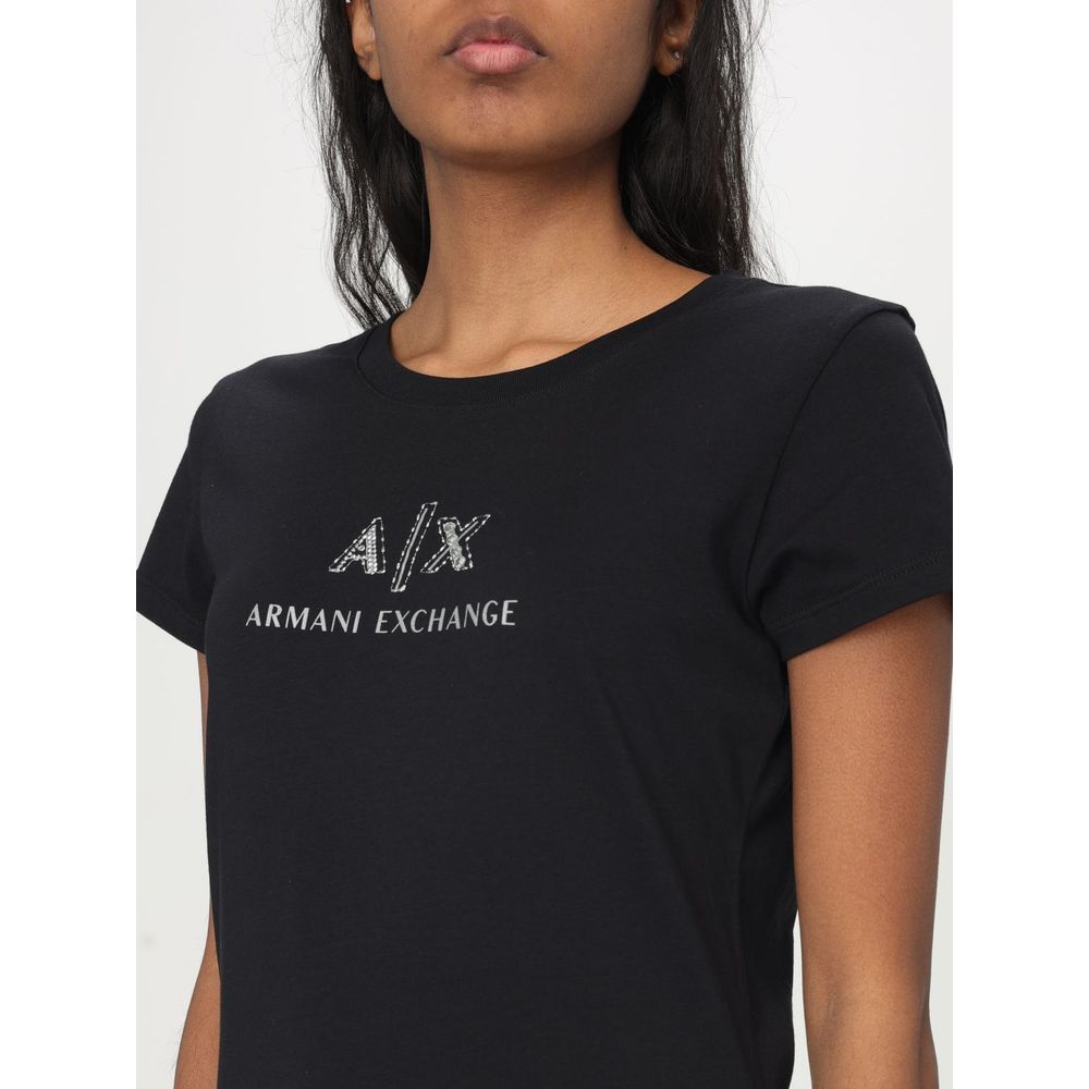 Armani Exchange Schwarzes Baumwoll-T-Shirt