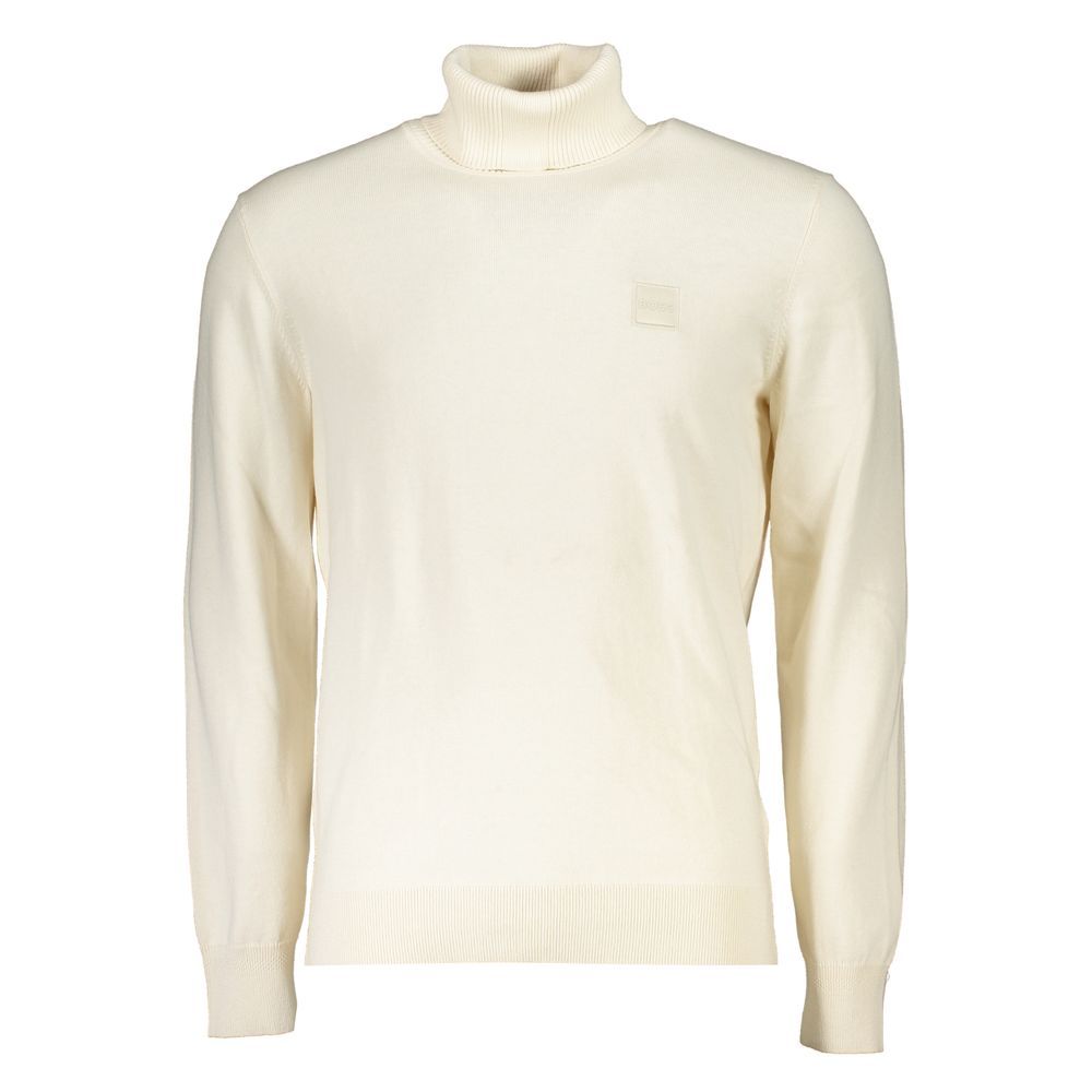 Hugo Boss Weißer Baumwollrollkragenpullover