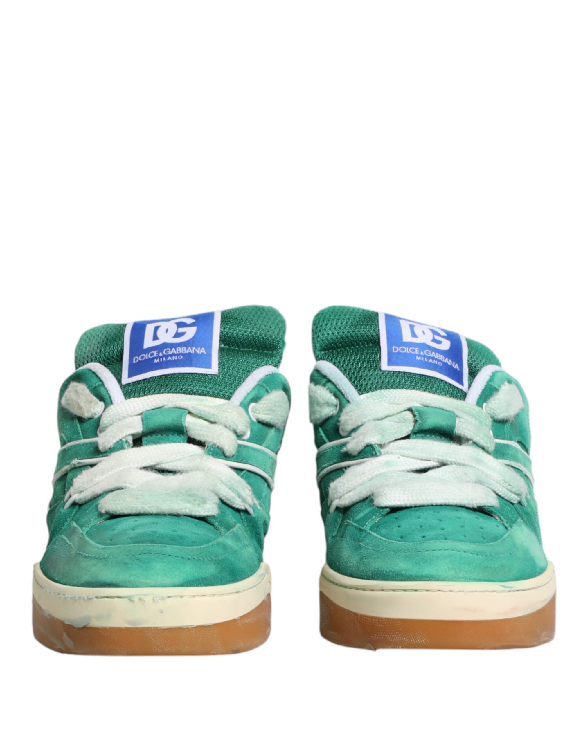 Dolce & Gabbana Green Suede New Roma Low-Top Sneakers