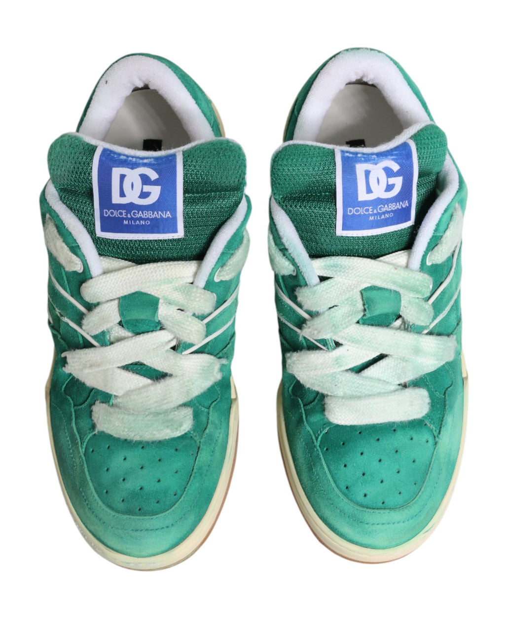 Dolce & Gabbana Green Suede New Roma Low-Top Sneakers
