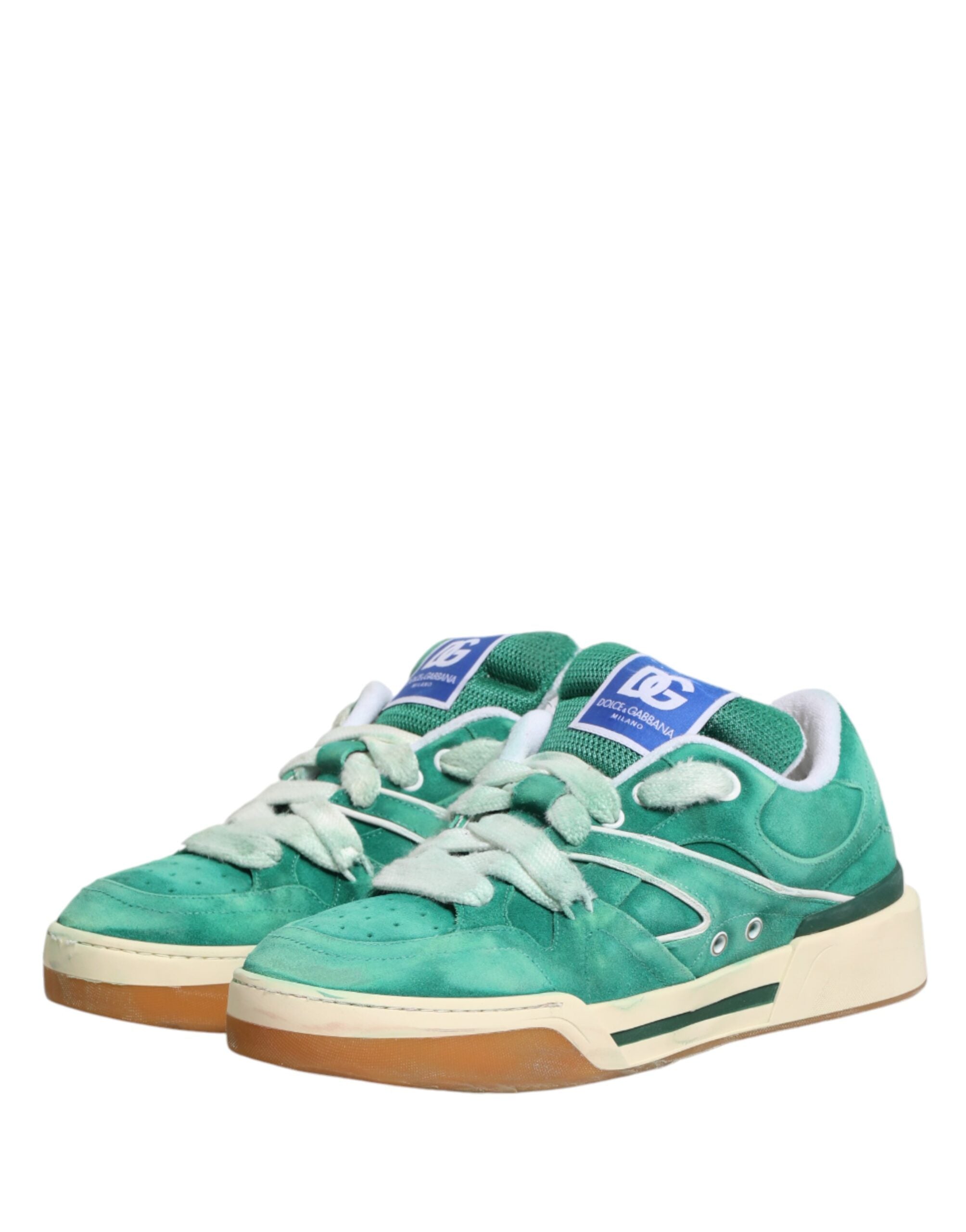 Dolce & Gabbana Green Suede New Roma Low-Top Sneakers