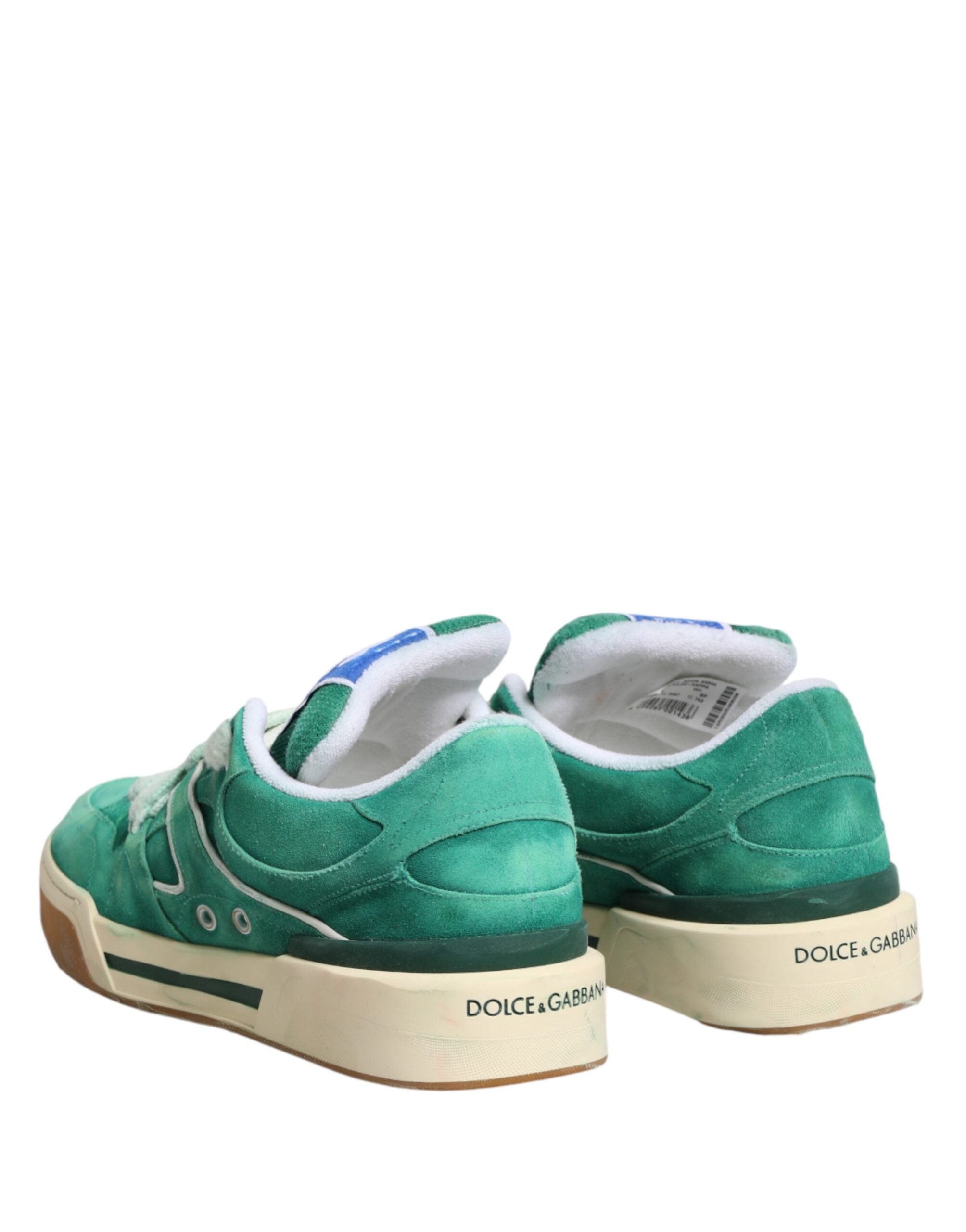 Dolce & Gabbana Green Suede New Roma Low-Top Sneakers