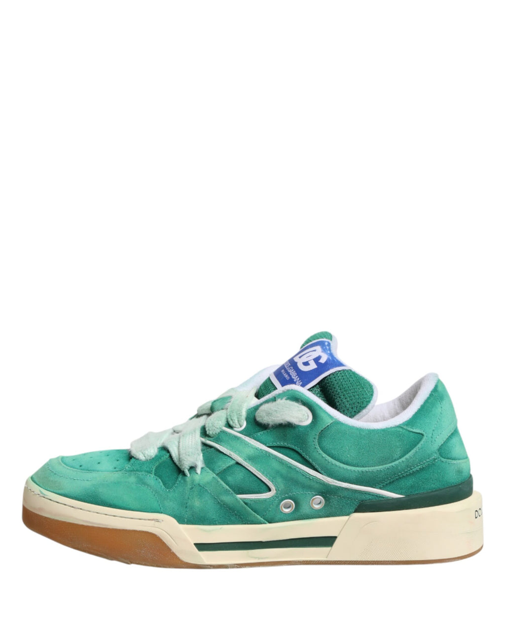 Dolce & Gabbana Green Suede New Roma Low-Top Sneakers