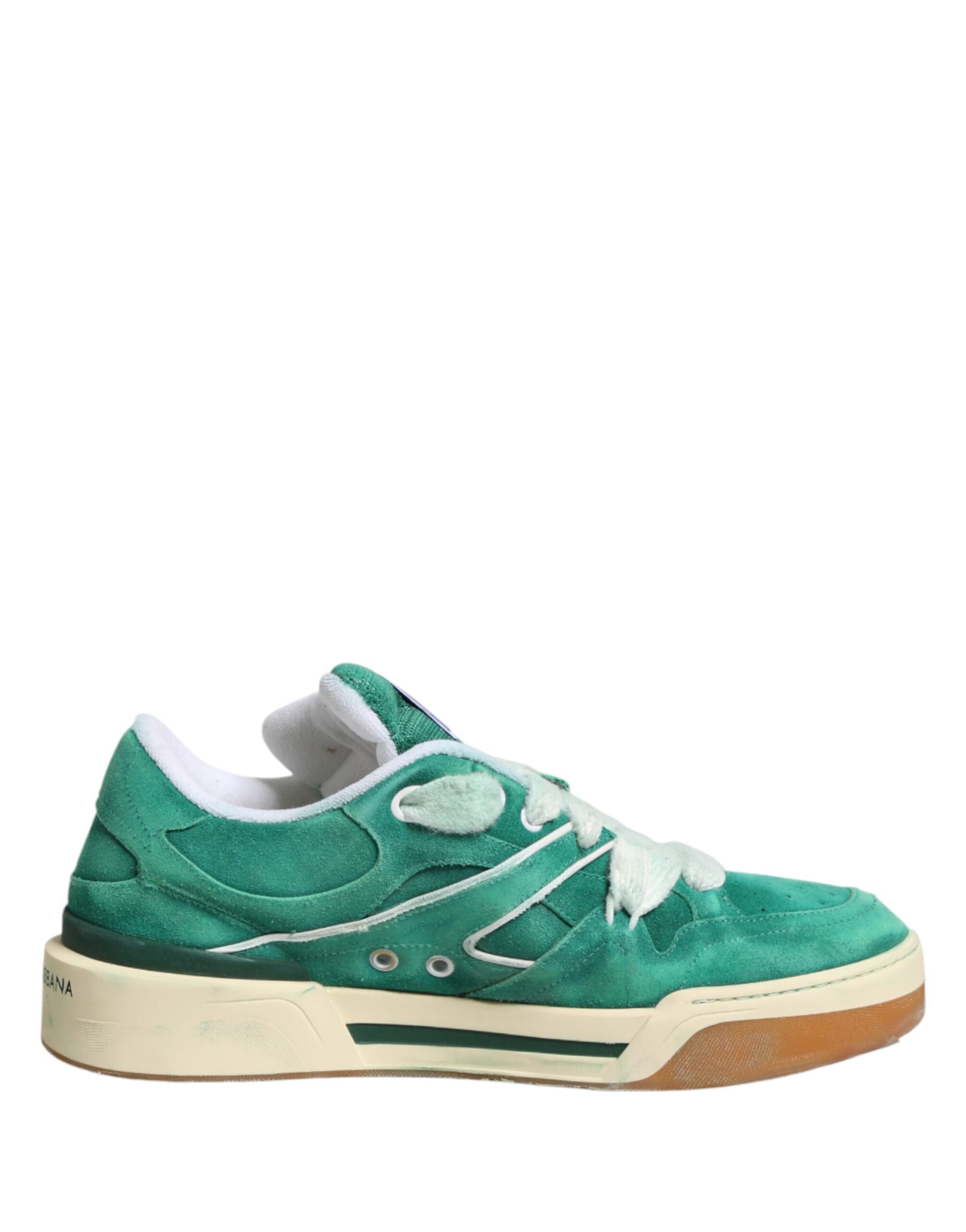 Dolce & Gabbana Green Suede New Roma Low-Top Sneakers