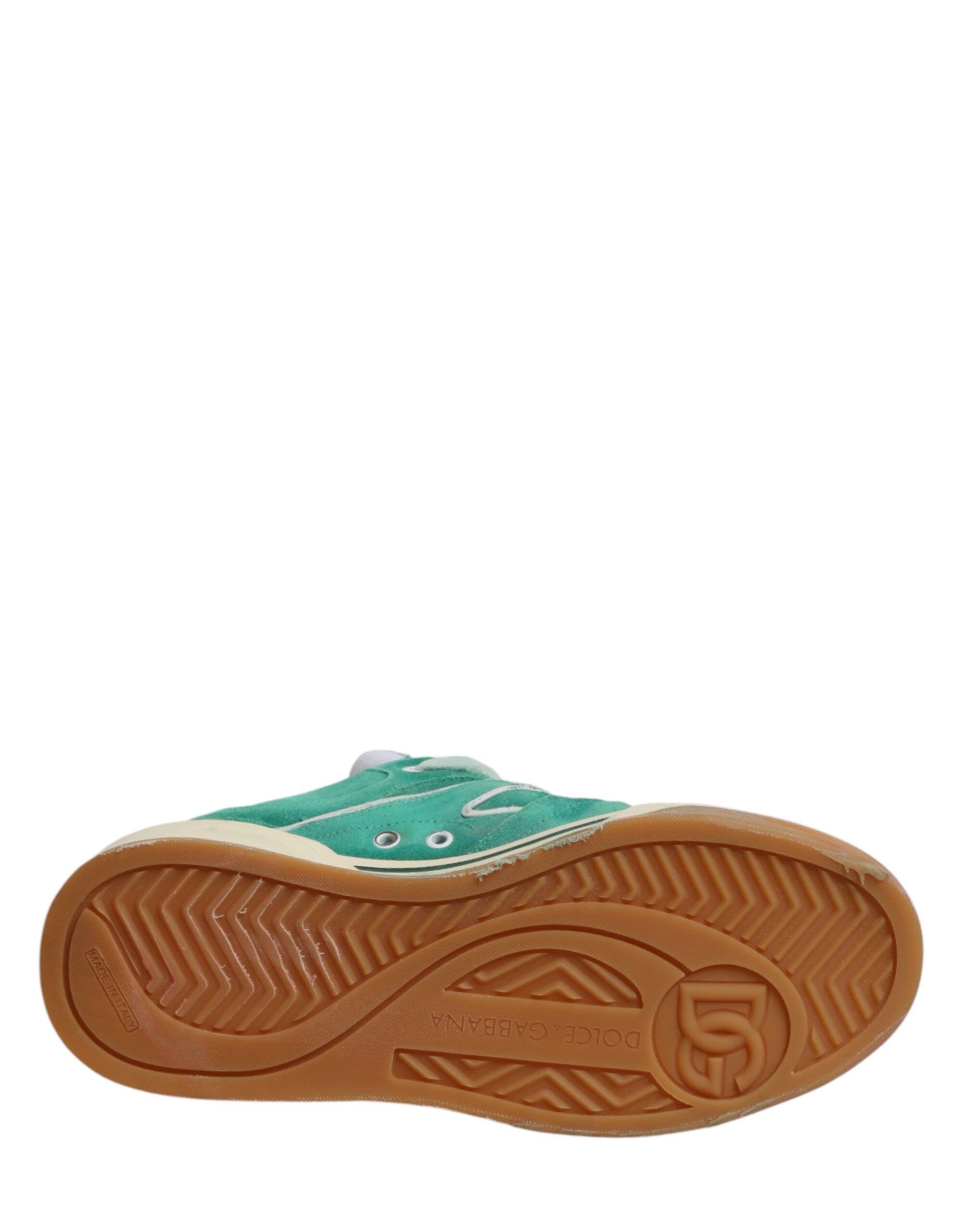Dolce & Gabbana Green Suede New Roma Low-Top Sneakers