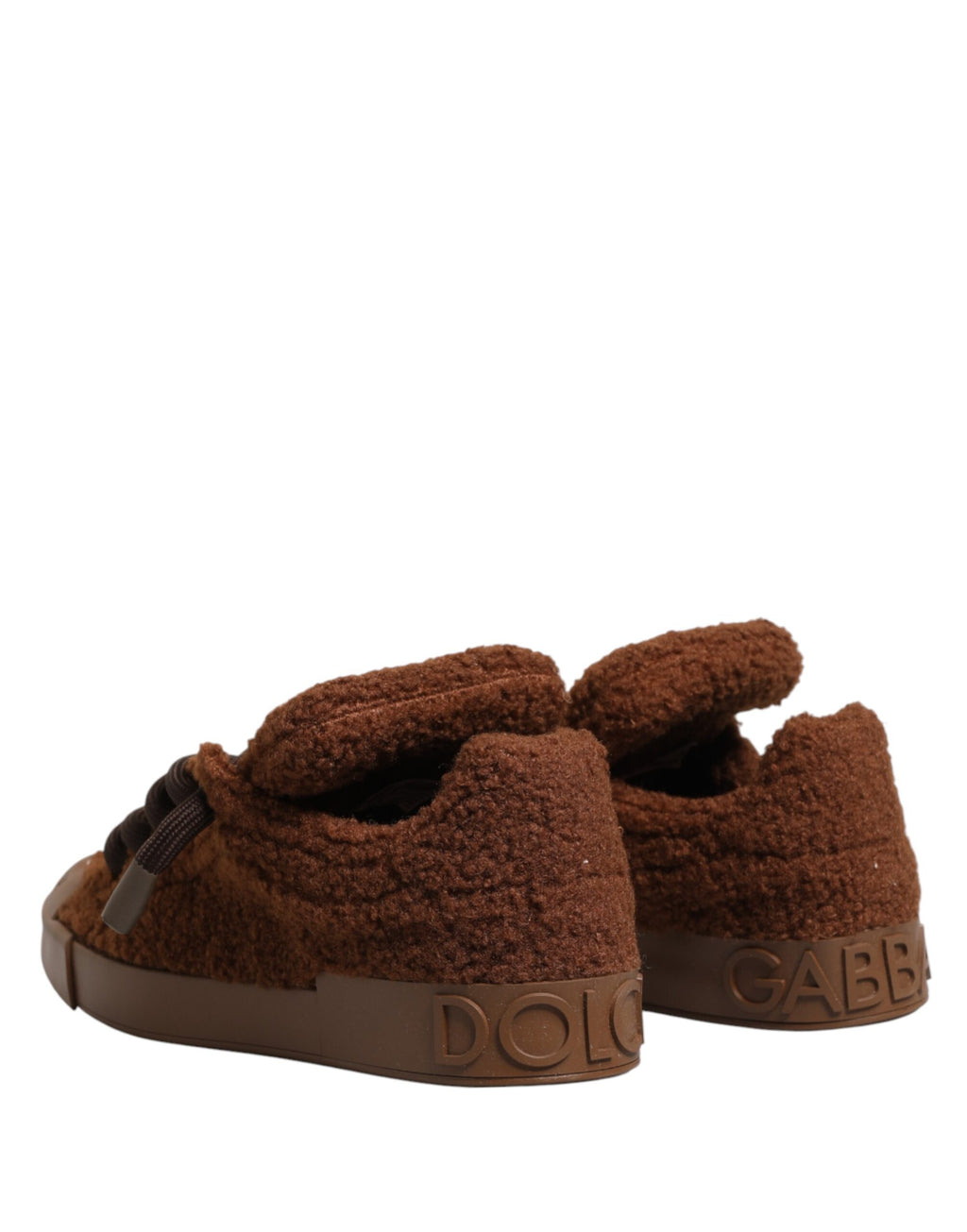 Dolce & Gabbana Brown Faux Shearling Low-Top Sneakers