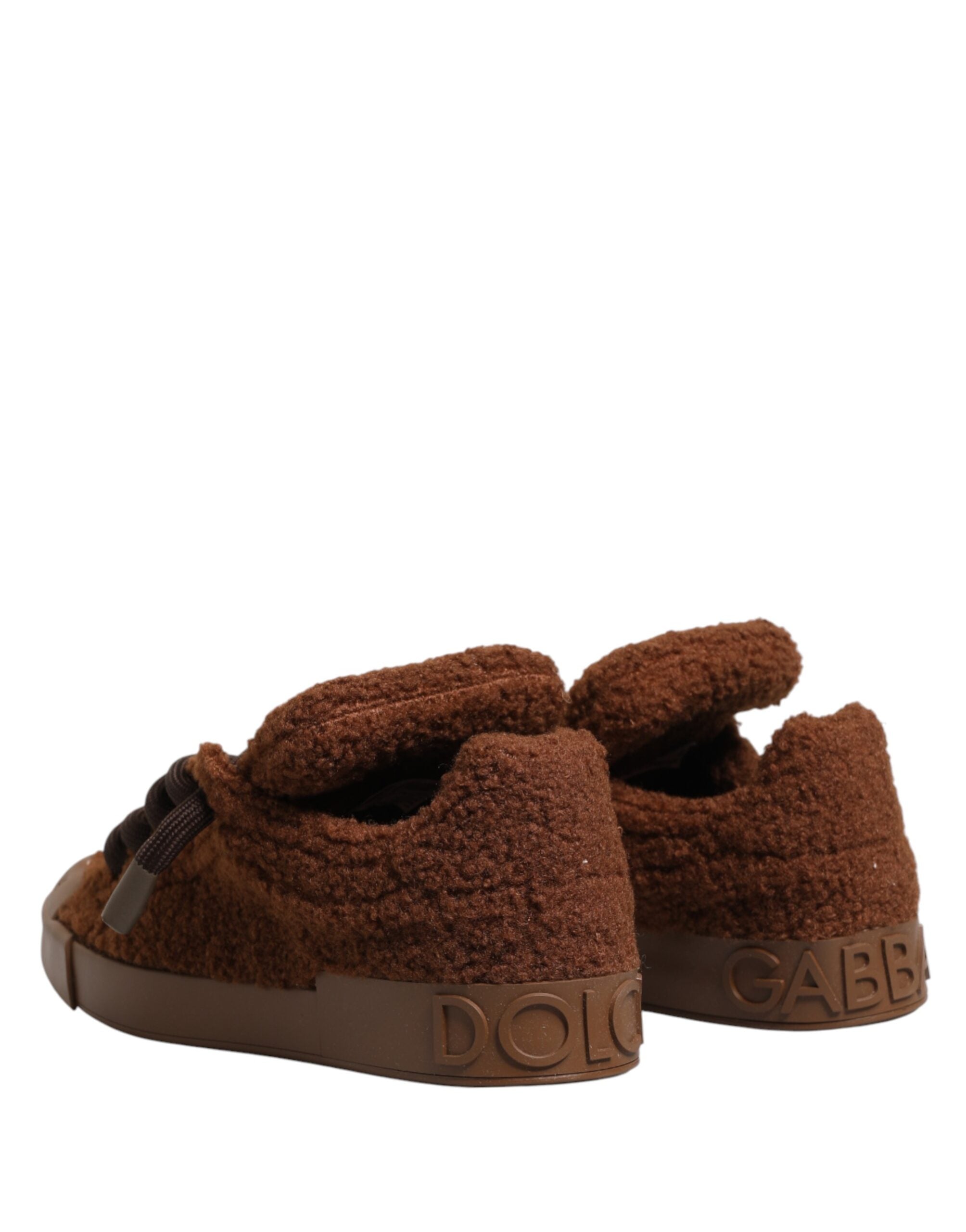 Dolce & Gabbana Brown Faux Shearling Low-Top Sneakers