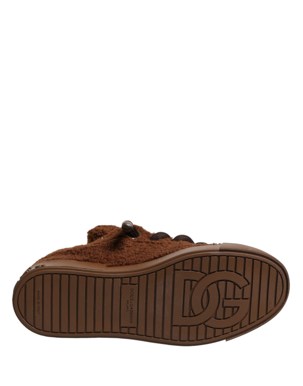 Dolce & Gabbana Brown Faux Shearling Low-Top Sneakers