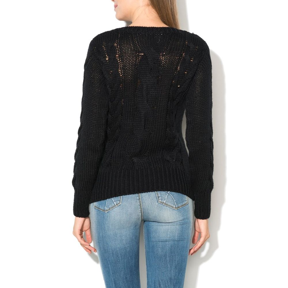 Gas Schwarzer Wollpullover