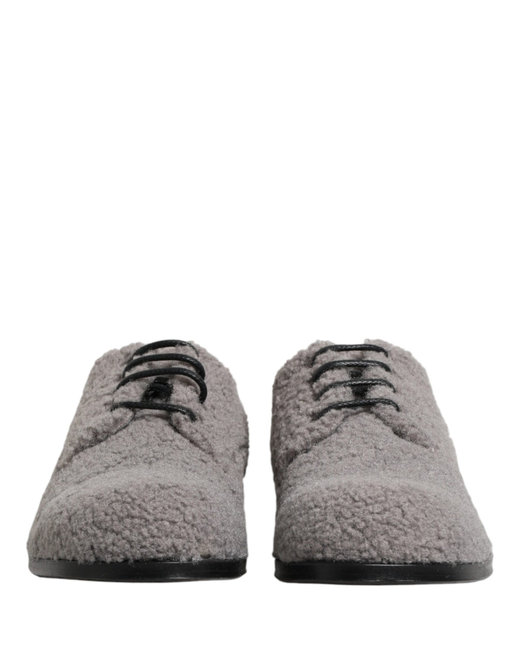 Dolce & Gabbana Gray Fleece Lace-Up Men's Derby Dress Shoes