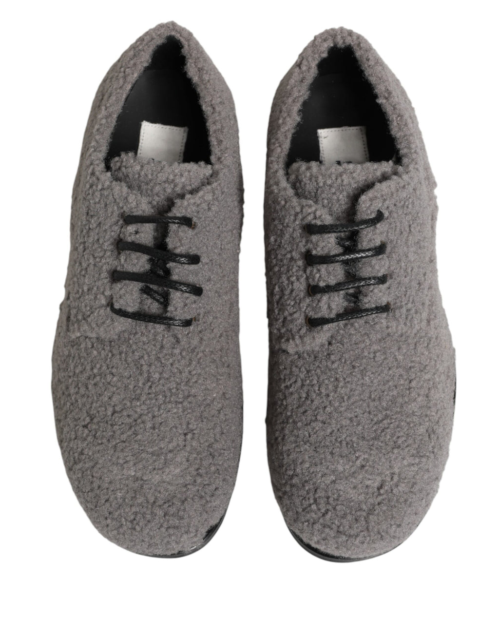 Dolce & Gabbana Gray Fleece Lace-Up Men's Derby Dress Shoes