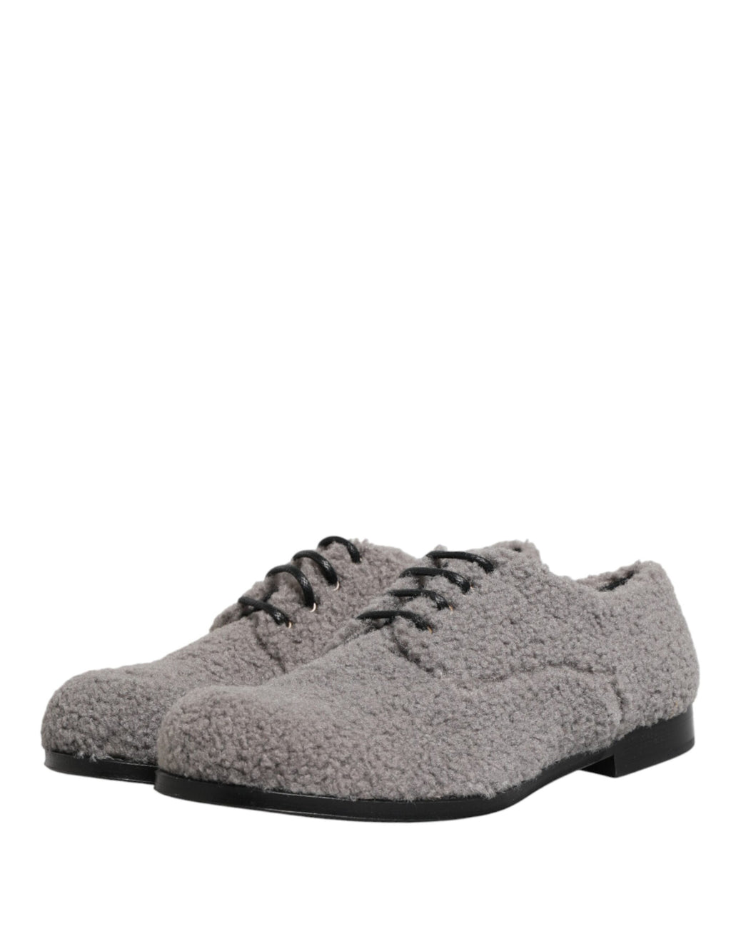 Dolce & Gabbana Gray Fleece Lace-Up Men's Derby Dress Shoes