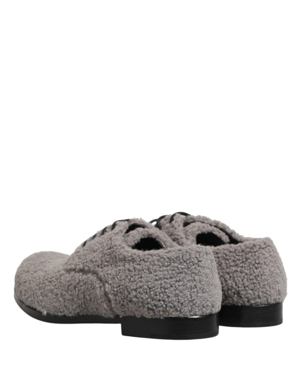 Dolce & Gabbana Gray Fleece Lace-Up Men's Derby Dress Shoes